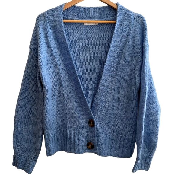 Anthropologie light blue cardigan wool blend Women’s XS (oversized) - Picture 3 of 11